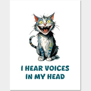 Crazy Cat Hears Voices Posters and Art